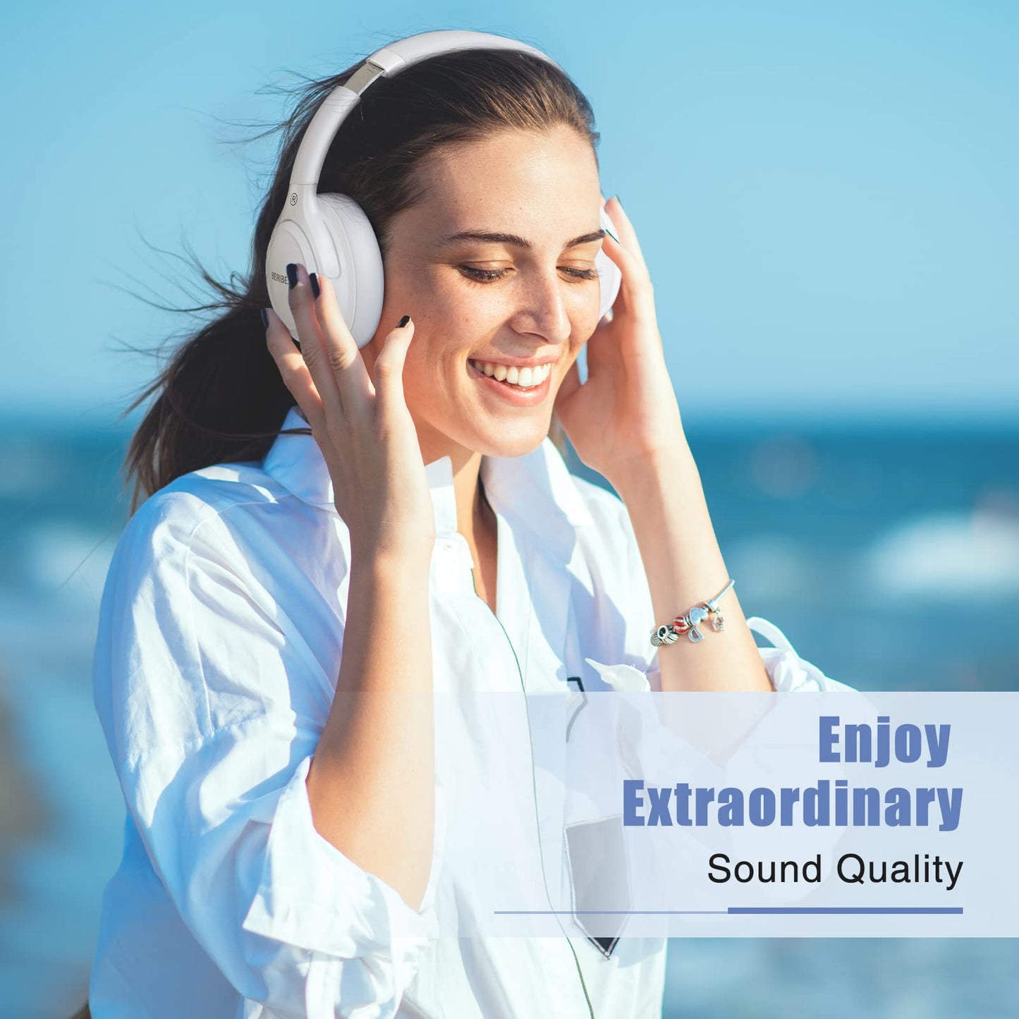 Auriculares Bluetooth BERIBES de diadema, 65H de reproducción y 6 modos de ecualización Auriculares inalámbricos con micrófono, auriculares plegables ligeros HiFi estéreo, graves profundos para oficina en casa, teléfono móvil, PC, etc.