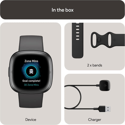 Google Fitbit Sense 2 Advanced Health and Fitness Smartwatch with Tools To Manage Stress and Sleep, Ecg App, Spo2, 24/7 Heart Rate and Gps, Shadow Grey/Graphite, One Size (S and L Bands Included)