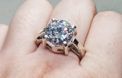 Diamond Cut 5 Carat Rare Moissanite Solitaire Ring Sterling Silver 925 Handmade Moissanite Diamond Engagement Women Ring Gift for Her