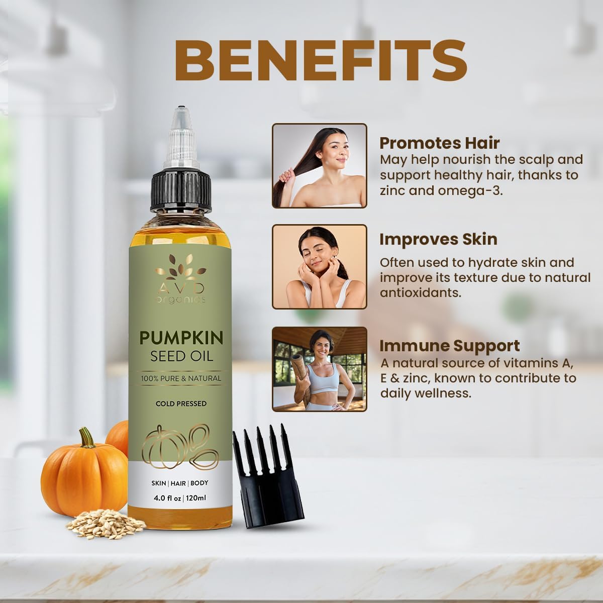 AVD Organics Rosmarinöl für Haarwachstum & Kopfhaut | Mit Biotin angereichert | Haarstärkend, pflegend und voluminös | Mit Jojoba- & Rizinusöl angereichert | GVO-frei 120ml