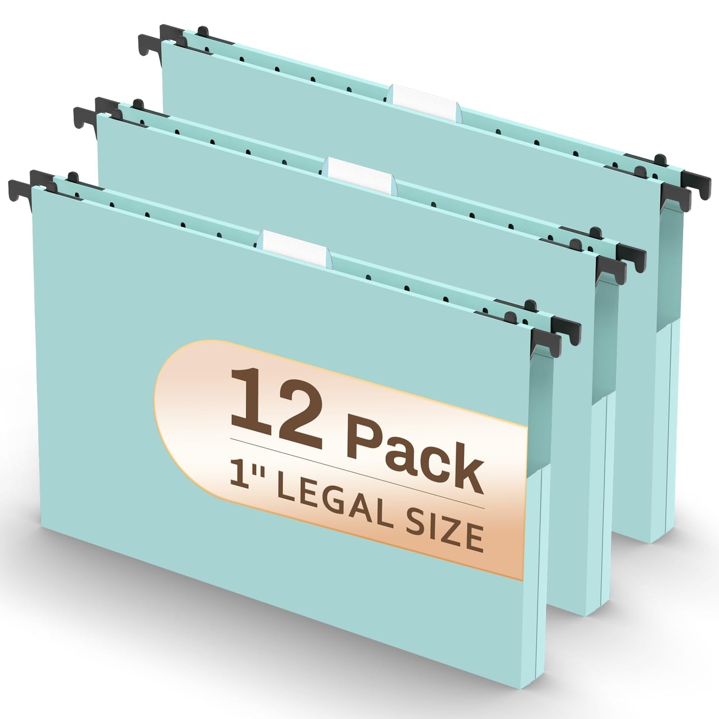 Extra Capacity Plastic Hanging File Folder, 12 Pack Reinforced Hang Folders Legal Size, Heavy Duty 1 Inch Expansion Filing Cabinet Folders, for Bulk Files, Medical Charts, Cream Yellow