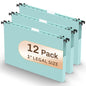 Extra Capacity Plastic Hanging File Folder, 12 Pack Reinforced Hang Folders Legal Size, Heavy Duty 1 Inch Expansion Filing Cabinet Folders, for Bulk Files, Medical Charts, Cream Yellow
