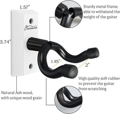 Gitarren-Wandhalterung, 2er-Pack, Gitarrenbügel aus schwarzem Nussbaumholz, U-förmige Gitarren-Wandhalterung, Gitarrenhalter-Hakenständer für Akustik-, E-Gitarre, Banjo,, Bass, Geschenk für Gitarristen, Männer, Jungen