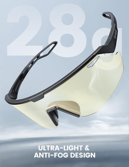 Lamicall Polarisierte Sportsonnenbrille Herren Damen, [24g Ultraleicht] Verstellbares Nasenpad Sportbrille für Fahrrad Wandern Laufen