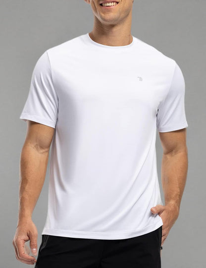Rdruko Herren Kurzarm Trainingsshirts – Trockene Passform – Feuchtigkeitstransportierend – Für Laufen, Fitnessstudio, aktiven Sport
