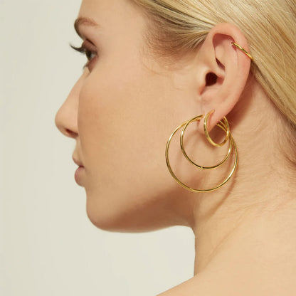 Große Gold Creolen für Frauen, Hypoallergene Dünne Gold Creolen, Sterling Silber Creolen für Damen, Extra Große, Mittelgroße, Große Creolen