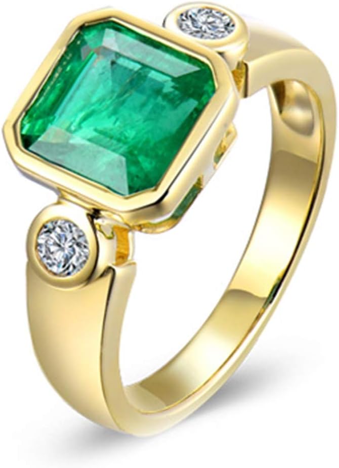 Promise Rings for Girls, t Solid Gold Rings for Womens 1.85 ct Emerald Diamond Ring for Girlfriend Gifts