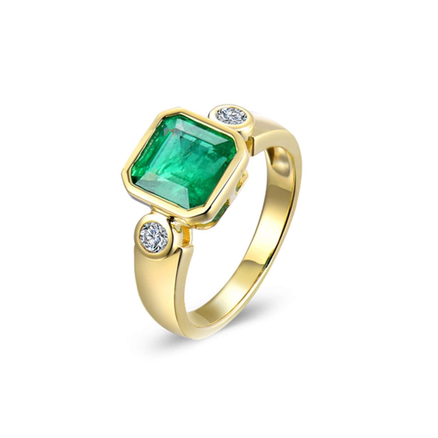 Promise Rings for Girls, t Solid Gold Rings for Womens 1.85 ct Emerald Diamond Ring for Girlfriend Gifts