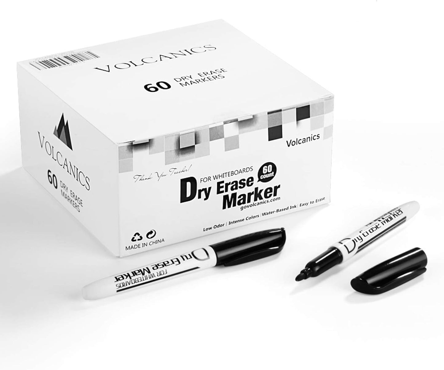 Dry Erase Markers Low Odor Fine Whiteboard Markers Thin Box of 12，10 Colors