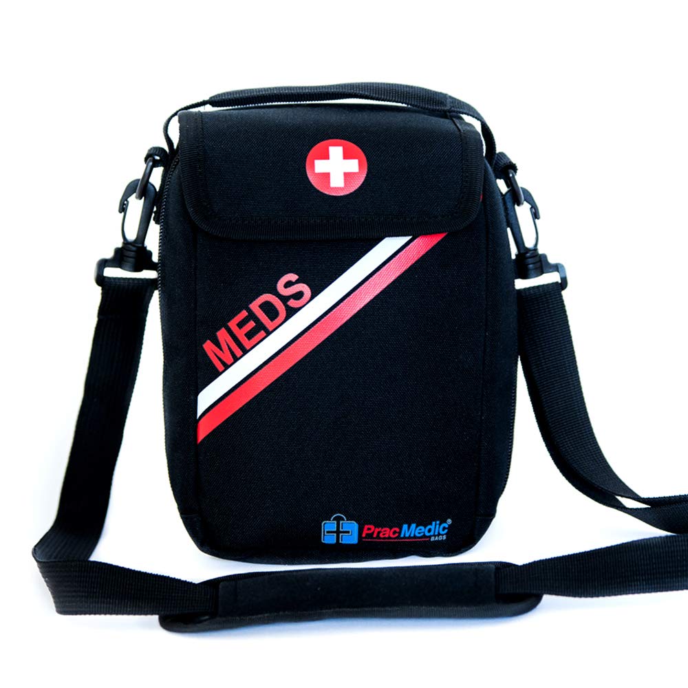 PracMedic Bags Travel Medicine Bag- First Aid Bags Empty or Epipen Carry Case for Insulin Pens, Pill Bottles, Diabetic Supply, Asthma Inhaler Spacer, Allergy Meds or First Aid Supplies (Red)