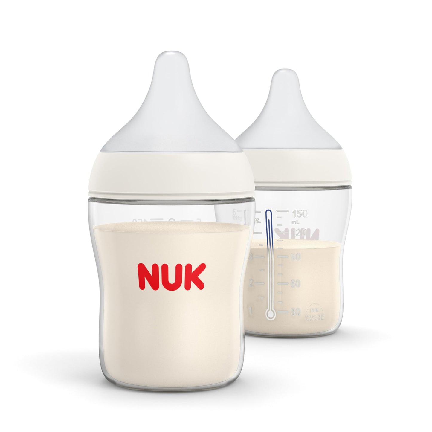 NUK Perfect Match Glass Natural + Anti-Colic Bottle, 8 oz. Glass Baby Bottles with SafeTemp Temperature Indicator, Newborn Essentials, 3-Pack