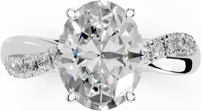 Oval Cut Lab Grown Diamond IGI Certified 4 Prong Fancy Engagement Ring in 14K Gold, Platinium for Women (1.0-5.0 Ct, F-G Color, VS1-VS2 Clarity)