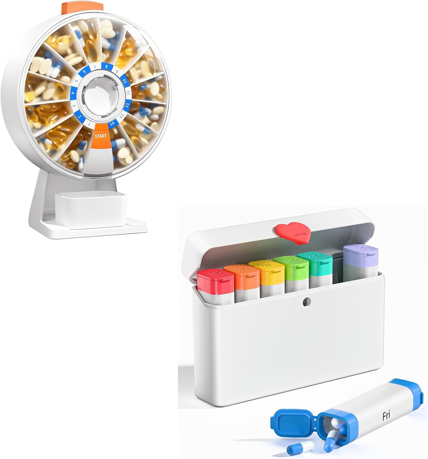 Daily Pill Dispenser, Weekly Pill Organizer 2 Times a Day, Cute Pill Organizer with New Design