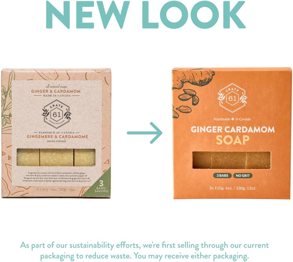 CRATE 61 ORGANICS Vegane Naturseife, handgemachte Seife mit hochwertigen ätherischen Ölen, kaltgepresst für Gesicht und Körper für Männer und Frauen, 3er-Pack (4 oz, Riegel) (Eucamint)