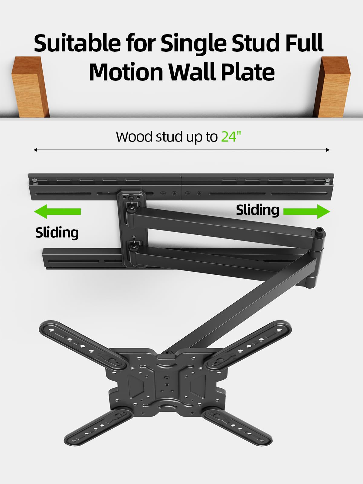 Full Motion TV Wall Mount for Most 37"-84" Flat Screen TV, Swivel or Tilt TV Wall Bracket with Dual Articulating Arms, for 12"-16" Wood Studs, Max VESA 600x400mm, Load 120 lbs by USX MOUNT