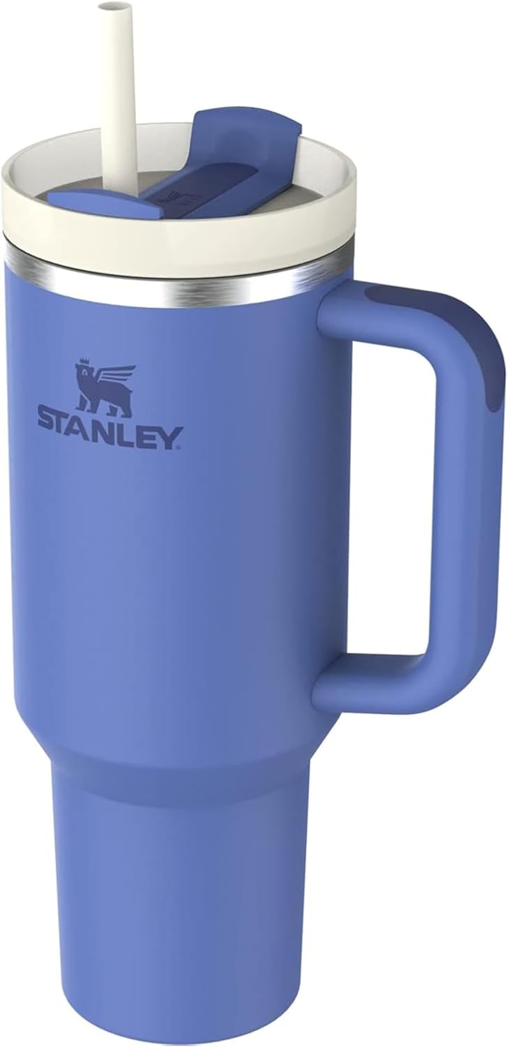 Vaso Stanley Quencher H2.0 con asa y pajita de 40 oz | Tapa Flowstate de 3 posiciones | Compatible con portavasos para viajes | Vaso térmico de acero inoxidable | Sin BPA | Arándano