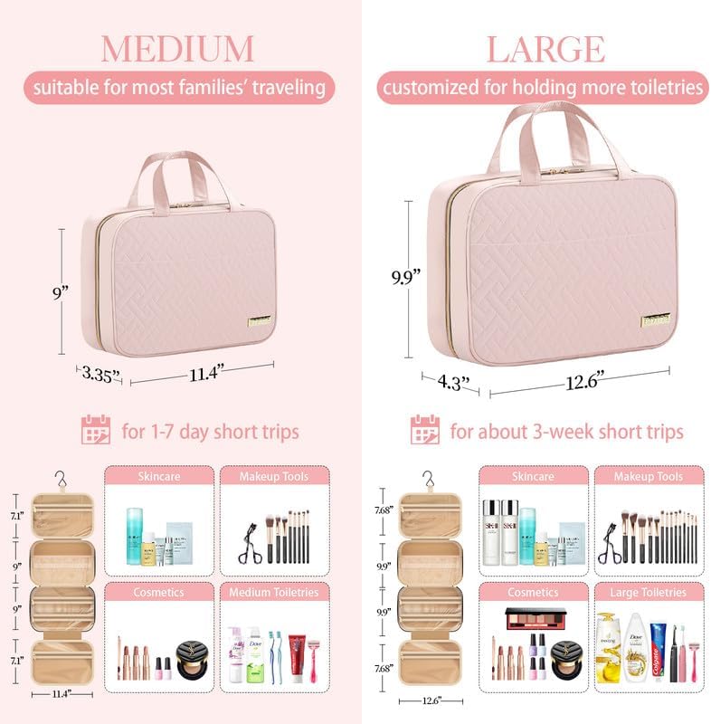 HOTOR Kulturtasche für Reisen - Kulturtasche mit Aufhängehaken für Damen & Herren, Kosmetiktasche/Großes Fach, Wasserdicht für Reiseaccessoires, Reiseutensilien, Klein, Schwarz
