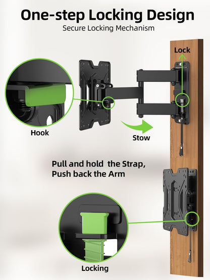 USX MOUNT TV Wall Mount for 32-74 inch Flat Screen/LED/4K up to 110lbs, Full Motion TV Mount Bracket with Swivel & Tilt Articulating Dual Arms, Max VESA 400x400mm, Fits 12/16" Wood Studs