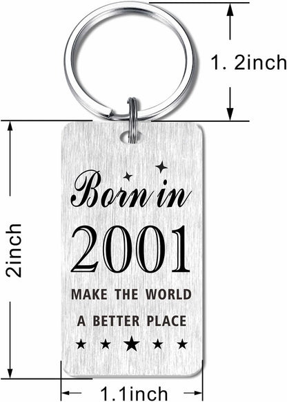 Gezxin Happy Birthday Schlüsselanhänger Geschenke für Frauen Männer - Personalisierter Edelstahl Geburtstagsschlüsselanhänger - Mach die Welt zu einem besseren Ort