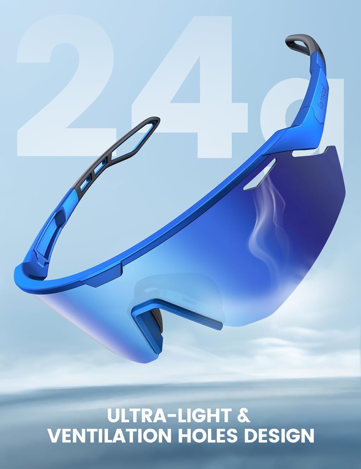 Lamicall Polarisierte Sportsonnenbrille Herren Damen, [24g Ultraleicht] Verstellbares Nasenpad Sportbrille für Fahrrad Wandern Laufen