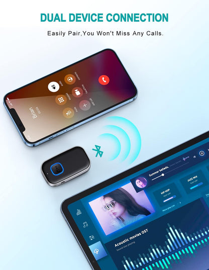 WOCBUY Bluetooth Auto Adapter, WOCBUY 3.5mm AUX Bluetooth Empfänger für Musik-Streaming, kabelloser Musik Audio Adapter mit integriertem Mikrofon, für Heim Stereoanlagen, Lautsprecher (Freisprecheinrichtung, 16 Std. Spielzeit)