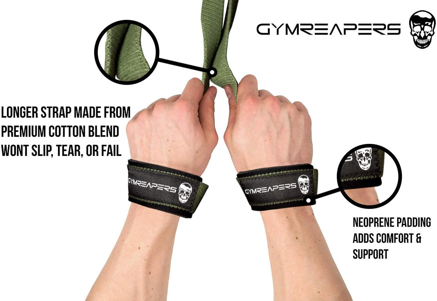 Gymreapers Hebe-Handgelenkbandagen für Gewichtheben, Bodybuilding, Powerlifting, Krafttraining und Kreuzheben – gepolstertes Neopren mit 45,7 cm Baumwolle