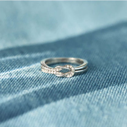 OOOPEL Sterlingsilber Verstellbarer Ring S925 Silberringe für Frauen Zirkonia Twist Liebesknoten Zarter Ring Silber Minimalistischer Offener Fingerring Silber Daumen Sterlingsilberring