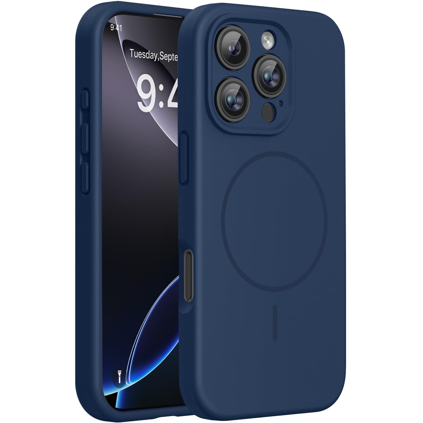 Miracase Magnetic for iPhone 17 Pro Case, Compatible with MagSafe, Integrated Silicone Camera Control Cover, 3.0mm Thicken Shockproof Drop Protection Phone Case for 17 Pro,Dark Blue