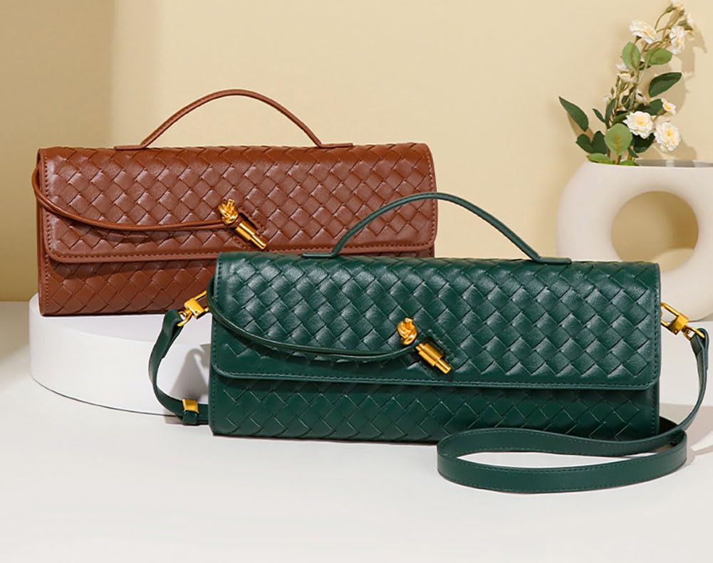 Upbull Modische gewebte Abendclutch Handtaschen Damen Unterarm-Schultertasche Niedliche Umhängetaschen Crossbody-Geldbörse PU-Leder-Portemonnaie