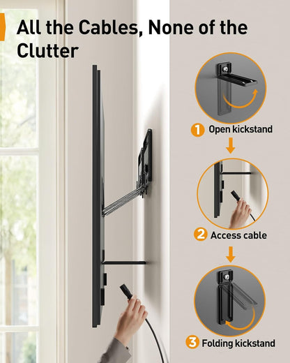 Perlegear Ultra Slim TV Wall Mount 0.3” Low Profile, Compatible with 43”- 86” Flat TV, Neo QLED, Frame TV, Flush Mount Flat Mount Bracket, Micro Gap, Holds up to 132 lbs, Blends Into Any Interior