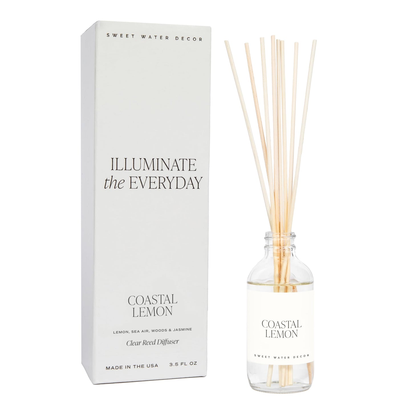 Sweet Water Decor Salt & Sea Reed Diffuser Set - Sea Salt Citrus & Musk Amber Scent Diffuser - Reed Diffusers for Home with Long Lasting Fragrance - Non-Toxic Oil Reed Diffuser - Made in the USA
