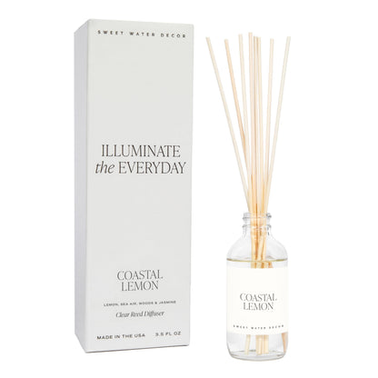 Sweet Water Decor Salt & Sea Reed Diffuser Set - Sea Salt Citrus & Musk Amber Scent Diffuser - Reed Diffusers for Home with Long Lasting Fragrance - Non-Toxic Oil Reed Diffuser - Made in the USA
