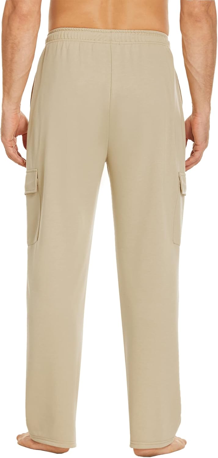 Deyeek Herren Cargo Jogginghose Open Bottom Baggy Leichte Cargo Sweatpants für Männer Locker sitzende Freizeithose mit Taschen
