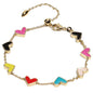 AICase 18K Gold Plated Clover Bracelet Dupes Gold/White/Black Bracelet Set for Women Flower Leaf Lucky Clover Bracelets Trendy Jewelry Birthday Gifts for Women/MoM/Friends