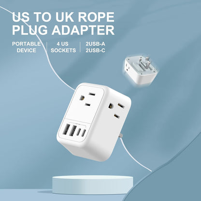 2 Pack European Travel Plug Adapter, VYLEE International Travel Adapter with 2 Outlets 4 USB Ports(2 USB C), 6 in 1 Type C Travel Essentials Charger for US to Most of Europe EU Italy Spain France