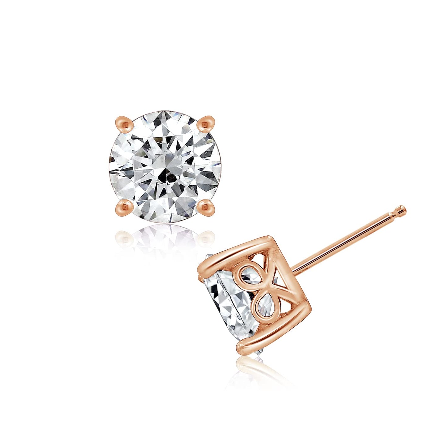 Amazon Essentials Yellow Gold Plated, Platinum or Rose Gold Plated Sterling Silver Infinite Elements Cubic Zirconia Stud Earrings | White, Blue, Green, or Pink Cubic Zirconia