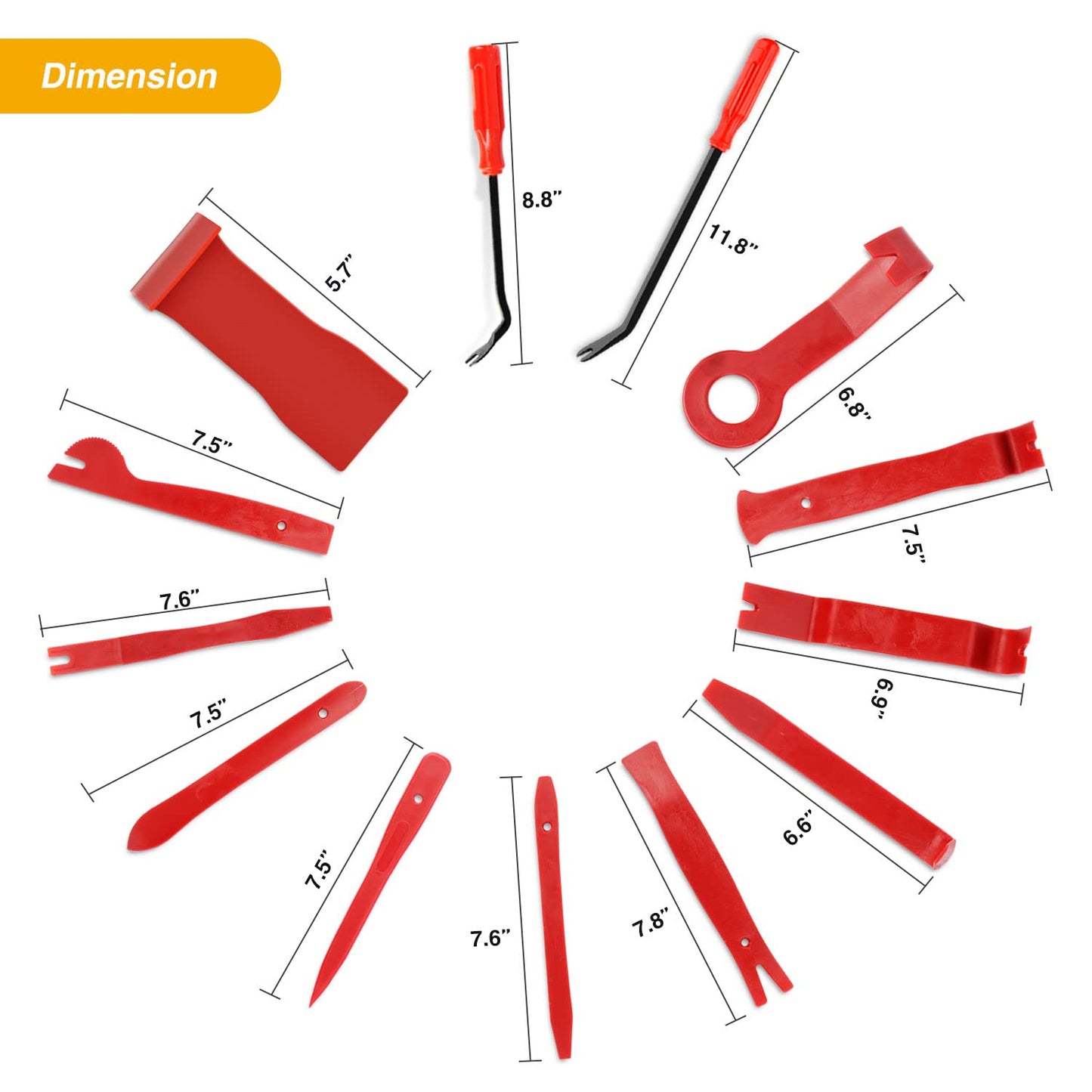 GOOACC 5PCS Auto Trim Removal Tool Kit No-Scratch Pry Tool Kit for Car Door Clip Panel & Audio Dashboard Dismantle -5PCS