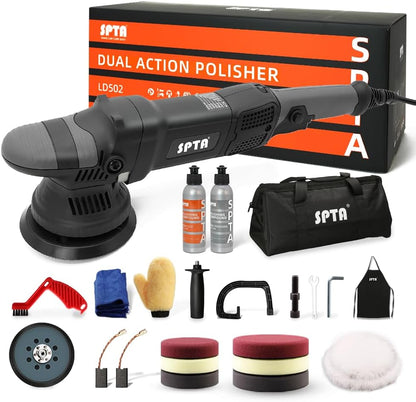 Buffer Polisher, SPTA 5-Inch 125mm Dual Action Random Orbital Car Polisher,Car Detailing Kit, 4Pcs 5inch & 4Pcs 6Inch Polishing Pad,Packing Bag for Car Polishing and Waxing--DAPSET-US