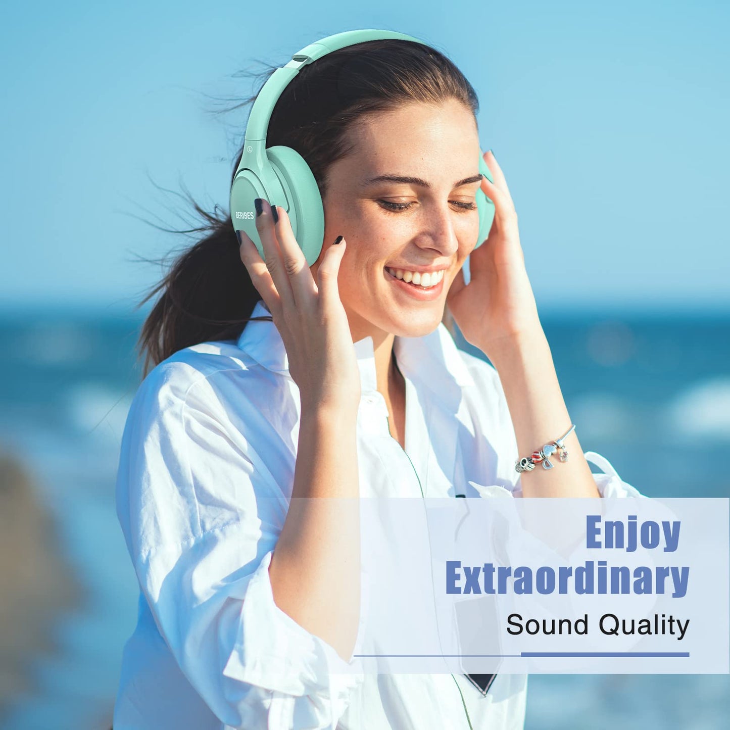 Auriculares Bluetooth BERIBES de diadema, 65H de reproducción y 6 modos de ecualización Auriculares inalámbricos con micrófono, auriculares plegables ligeros HiFi estéreo, graves profundos para oficina en casa, teléfono móvil, PC, etc.