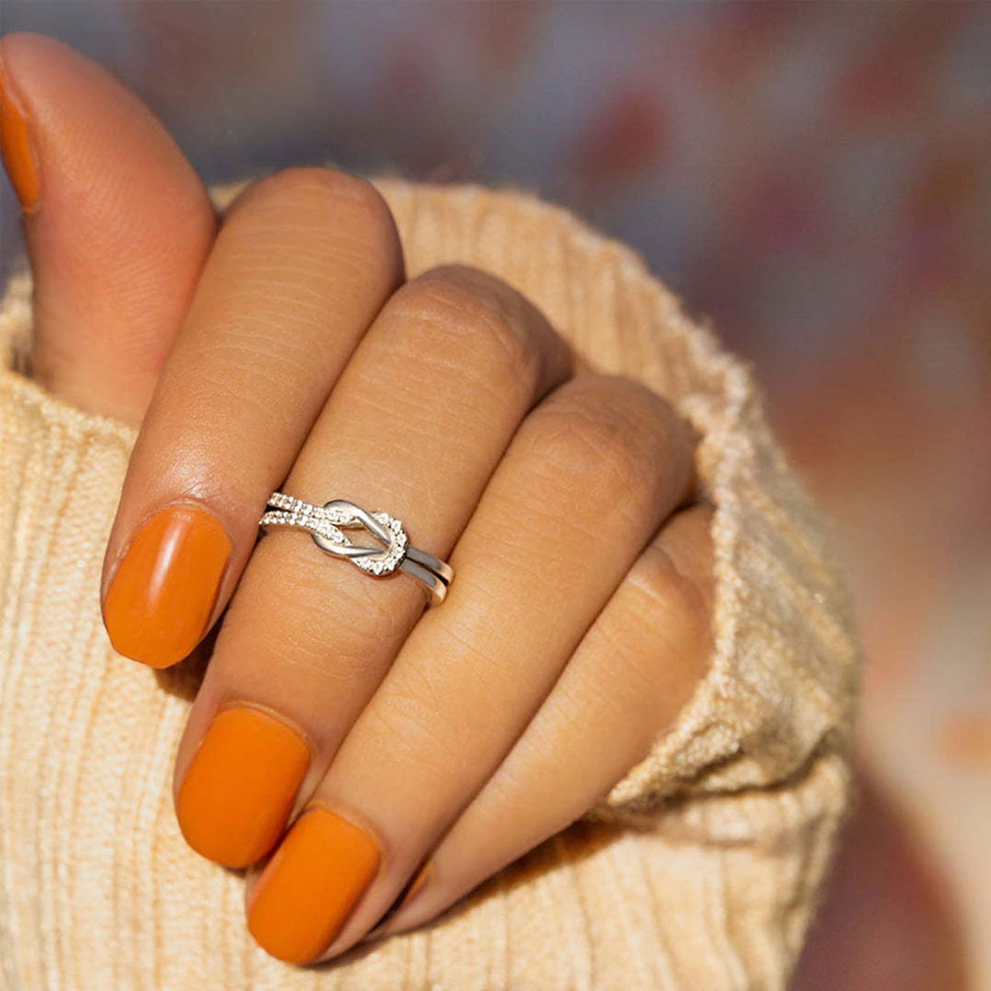 OOOPEL Sterlingsilber Verstellbarer Ring S925 Silberringe für Frauen Zirkonia Twist Liebesknoten Zarter Ring Silber Minimalistischer Offener Fingerring Silber Daumen Sterlingsilberring