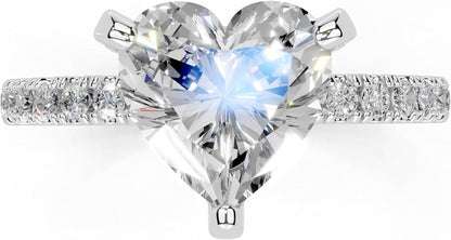 Heart Cut Lab Grown Diamond IGI Certified 3 Prong Hidden Halo Engagement Anniversary Wedding Ring in 14K Gold, Platinium for Women (1.0-5.0 Ct, F-G Color, VS1-VS2 Clarity)