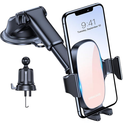 Miracase Car Phone Mount, [Upgraded Strong Military Grade Suction Cup] Long Arm Phone Holder for Car Dashboard Windshield Vent, Hands Free Cell Phone Holder Compatible with All Mobile Phones