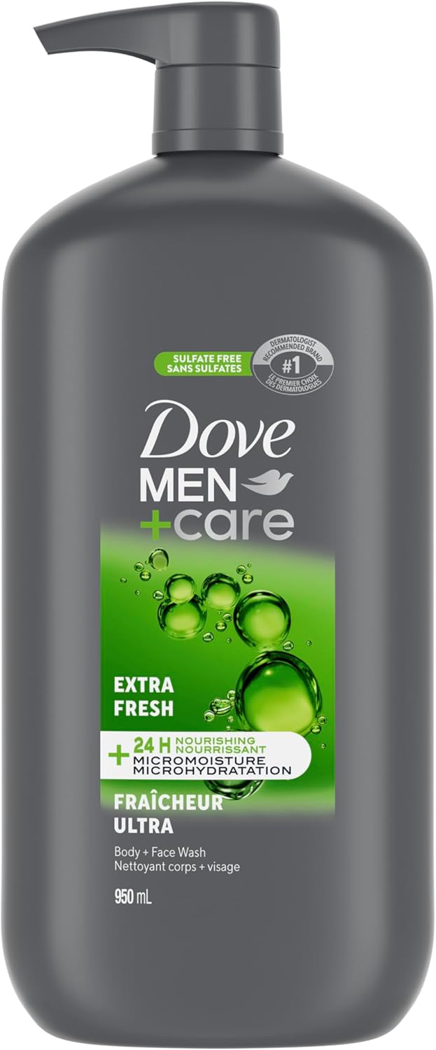 Dove Men+Care Refreshing Extra Fresh Body and Face Wash with 24-Hour Nourishing Micromoisture Technology Body Wash for Men, 950 Ml