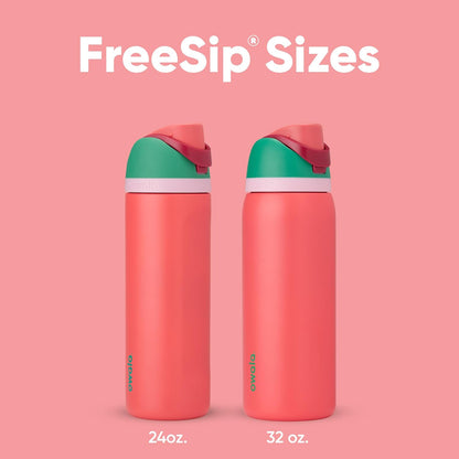 Owala FreeSip Isolierte Edelstahl-Wasserflasche mit Strohhalm für Sport und Reisen, BPA-frei, 710 ml, Shy Marshmallow