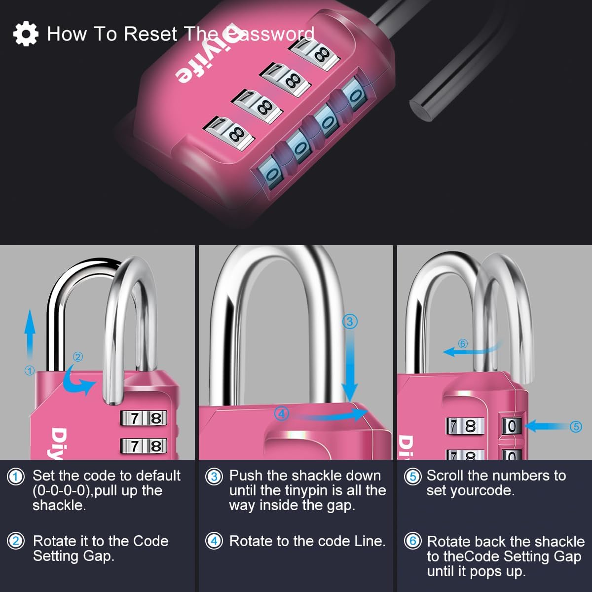 Combination Padlock, Diyife 4 Digit Locker Lock Weatherproof Lock Outdoor Combination Lock for School Gym Locker,Toolbox, Fence, Hasp, Cabinet(Black)