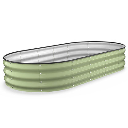Kesfitt Raised Garden Bed, 5x2x1 FT Galvanized Steel Metal Raised Garden Bed, Oval Open-Bottom Design, 12-Inch Deep for Outdoor Vegetable & Herb Gardening, Fruit Green