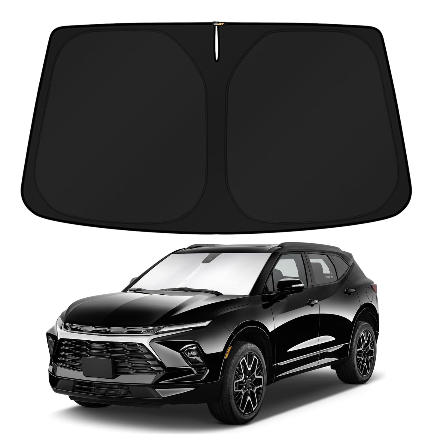 KUST Windshield Sun Shade for 2017-2026 Tesla Model Y/Model 3 Sunshade Accessories (Fit 2025-2026 Model Y Juniper / 2024 Model 3 Highland) Upgraded Foldable Sunshade, Blocks UV Rays Keep Car Cool