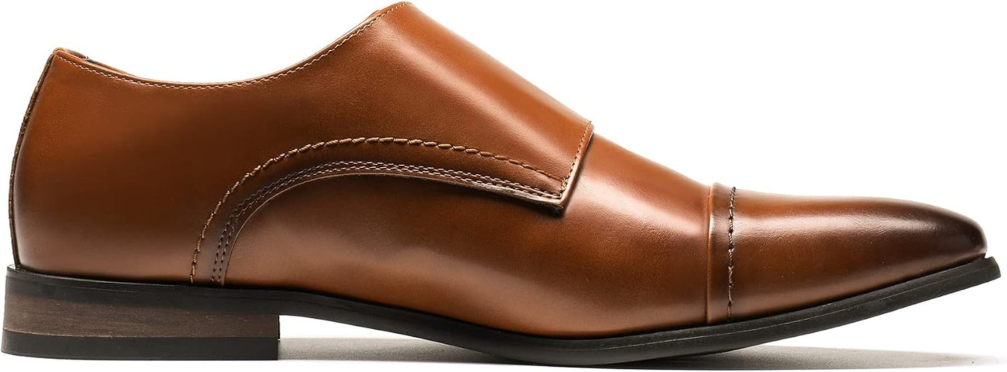 Bruno Marc Men's Dress Loafers Hutchingson Formal Monk Strap Slip-on Leather Shoes