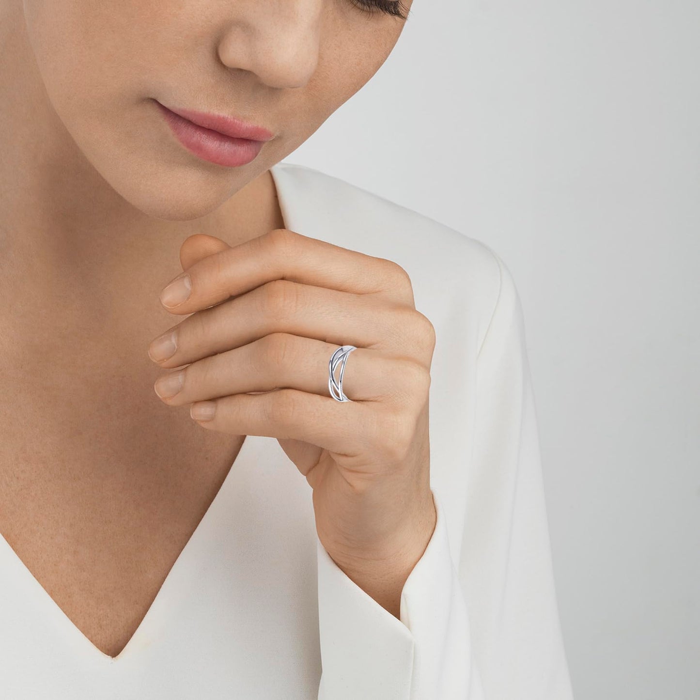 OOOPEL Sterlingsilber Verstellbarer Ring S925 Silberringe für Frauen Zirkonia Twist Liebesknoten Zarter Ring Silber Minimalistischer Offener Fingerring Silber Daumen Sterlingsilberring