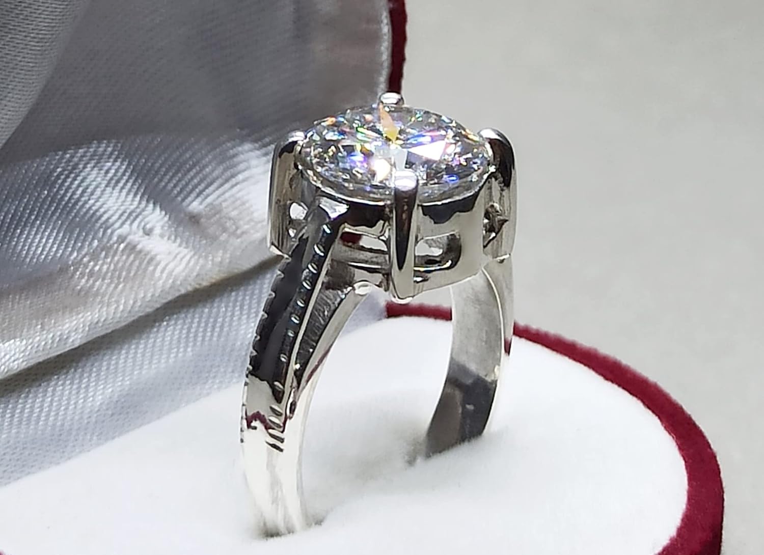 Diamond Cut 5 Carat Rare Moissanite Solitaire Ring Sterling Silver 925 Handmade Moissanite Diamond Engagement Women Ring Gift for Her
